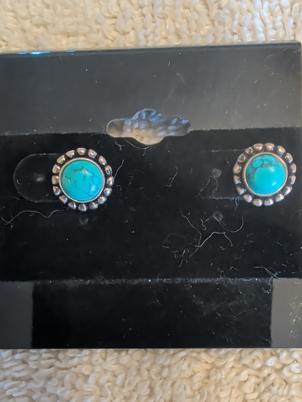 Turquoise Round Halo Stud Earrings - Women's Jewelry